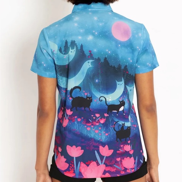 Blackmilk “Kitty Parade Cute As A Button Shirt”
Size 12 Aust/8 US NWT Cats Ghost - Picture 6 of 14